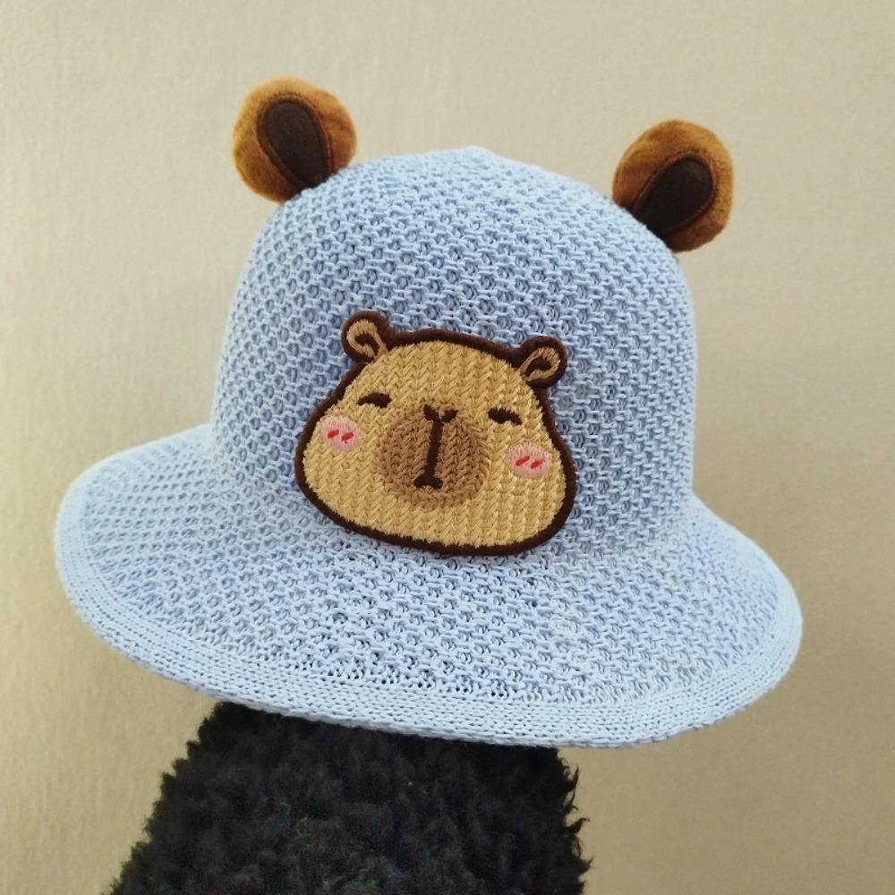 Sweet Cartoon Straw Cups Wide Brim Outdoor Travel Fisherman Cup Gifts Children's Capybara Sun Hat