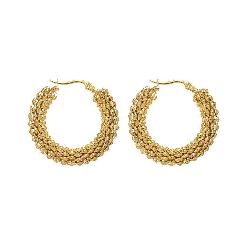 Vintage Gold Color Mesh Round Hoop Earrings For Women Girls Fashion Metal Geometric Hollow Ear Buckle Jewelry Gift