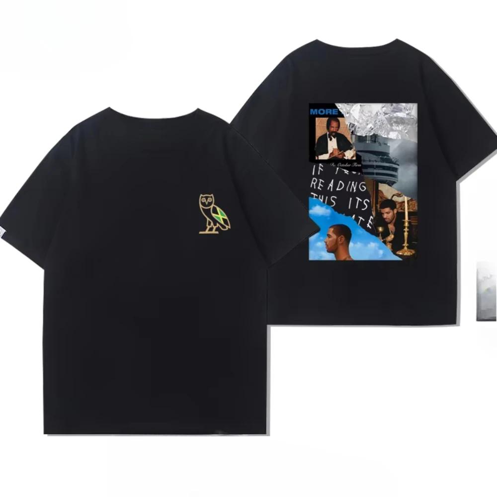 2025 New Drake Short Sleeve Print Tshirt Album Hip Hop Rap Rap American Mens and Womens High Street Summer Cotton Clothes