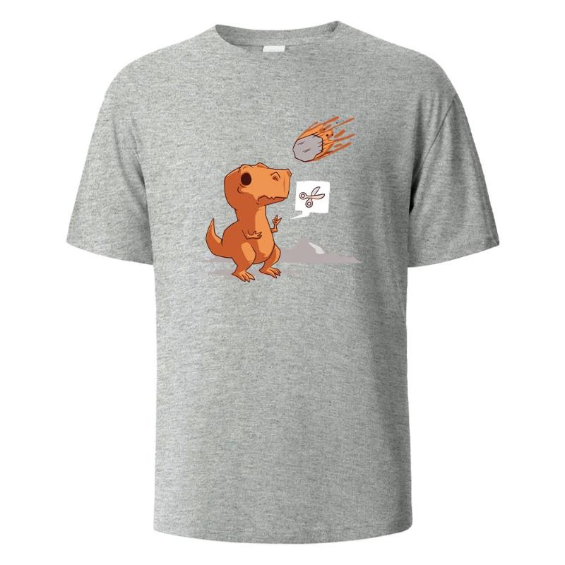Dinosaurier und Meteorit Aufdruck Streetwear T-Shirt Lässige Kurzarm Oberteile Sommer T-Shirts Für Männer Frauen Baumwolle Rundhals Oversize