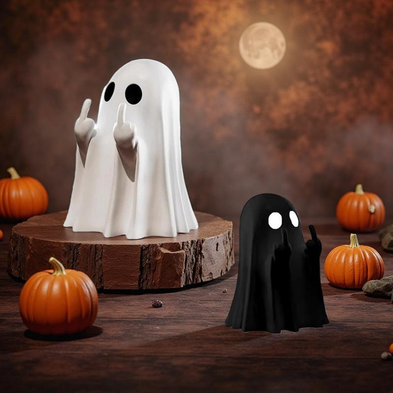 Halloween Middle Finger Ghost Statue Small Halloween Decor for Home Centerpiece for Coffee Table, Adorable Horror Figure