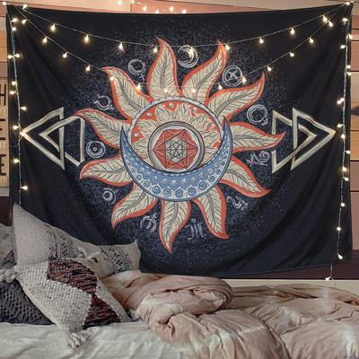 Mond und Sonne Wandteppich Wandbehang Schlafzimmer Hängendes Tuch Wohnzimmer Dekoration Malerei Hintergrund Wandtuch