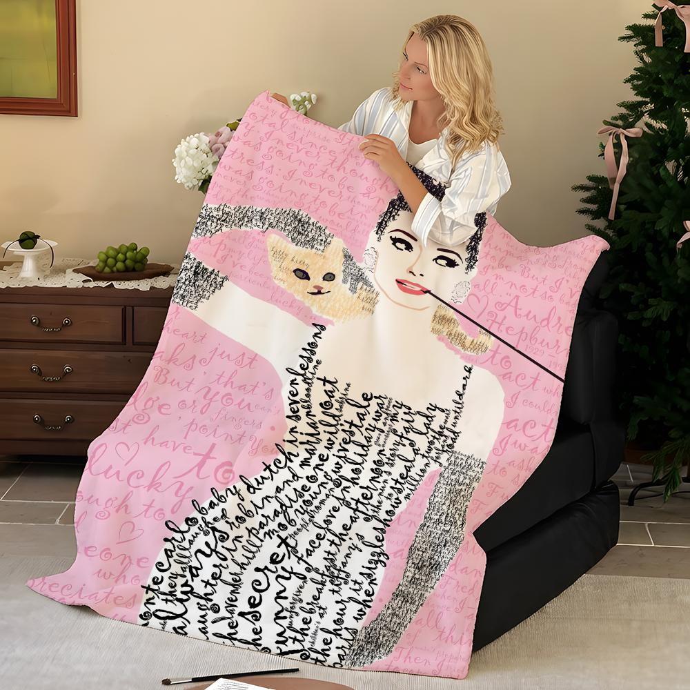 Superstar A-Audrey H-Hepburn Throw Flannel Blanket, Soft Warm, Durable & Washable Cute Cool