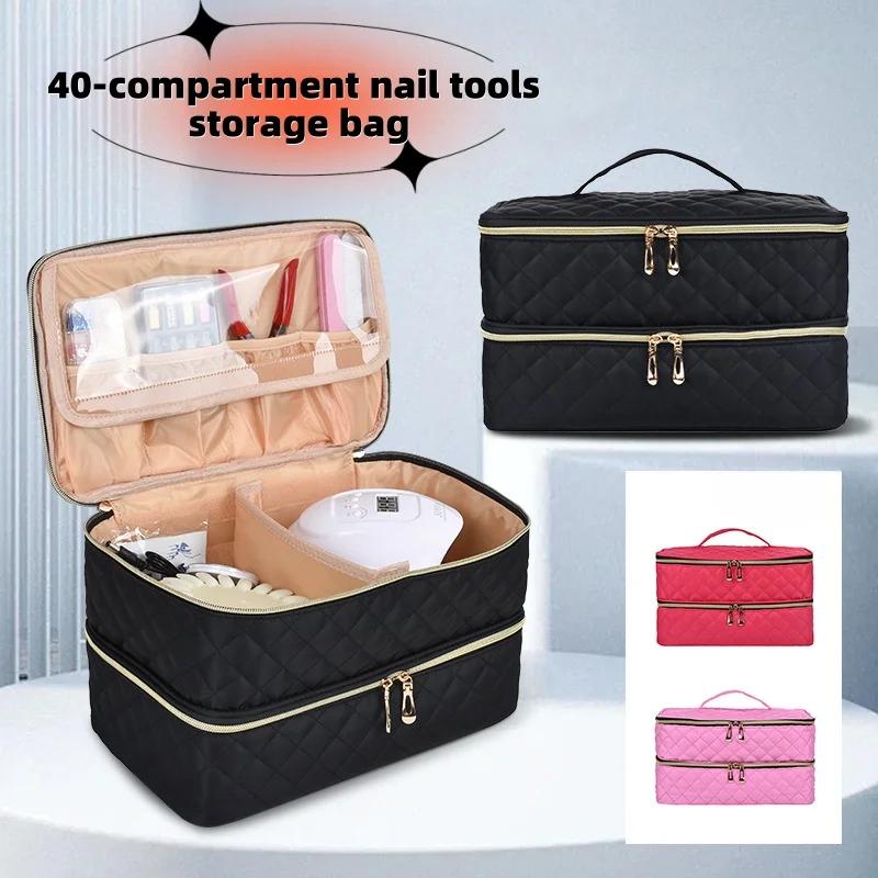 

40 Grids Nail Polish Storage Bag Essential Oil Case Portable Cosmetic Large Handbag Organizer with Handle for Travel Nail salon