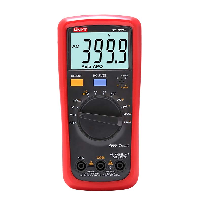 UNI-T UT136C+ Multimeter Digital multimeter tester AC DC Voltmeter Ammeter Ohm capacitance HFE Diode/transistor tester