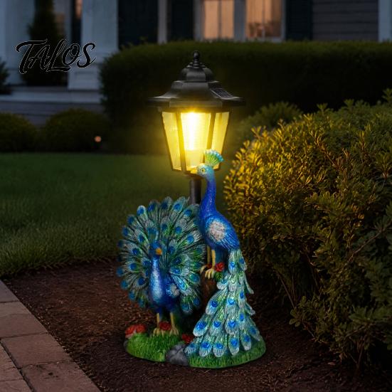 Decorazione Solare da Esterno Pavone, Statua da Giardino con Lanterna Resistente alle Intemperie per Patio Prato Sentiero Decorazione Paesaggistica, Regali Festa della Mamma