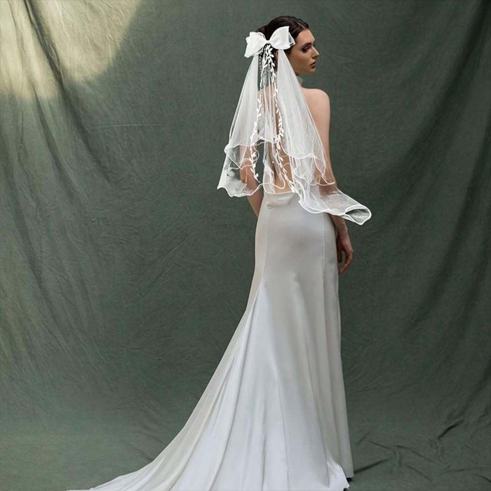 Mesh Bow Veil Hair Hoop Polyester Bridal Tulle Elegant Girls Head Gauze Birthday Headdress