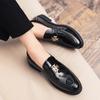 2025 Xiyin Black Leather Shoes Men's Korean Version of the Trend Pointed Small Leather Shoes Men's British Lazy One Pedal