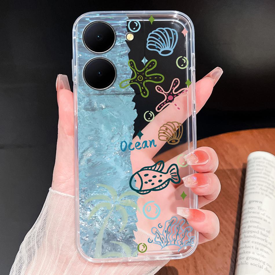 Phone Case For Vivo Y100i Y200i Y300i Y500i 5G Vintage Angel Soft Transparent Silicone High Quality Shockproof Funda