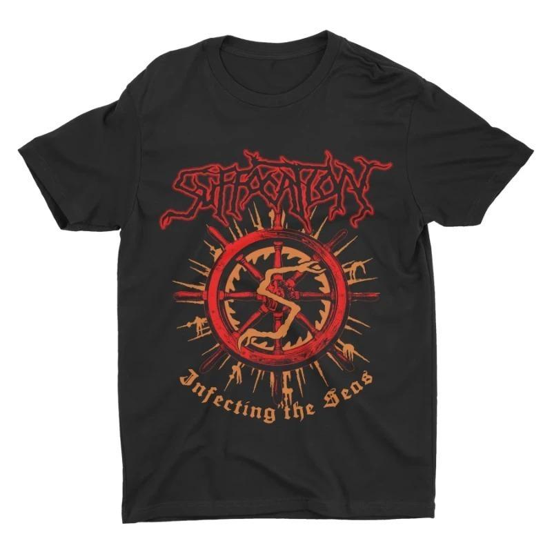 Male and Female Round Neck American Technical Death Metal Band Suffocation Classic Album Poster Pattern Printed T-shirt S