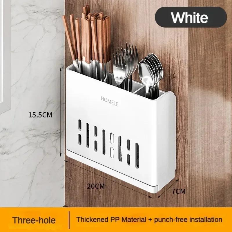 1-teiliges Küchenutensilienregal - Multifunktionaler Abtropf-Essstäbchenhalter Wandmontierter oder freistehender Besteckaufbewahrungsbehälter aus Kunststoff