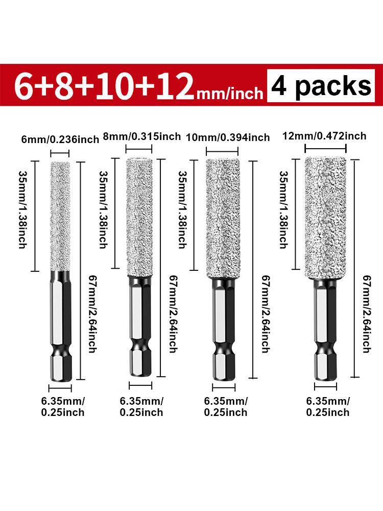 

Набор сухих алмазных сверл 6мм-12мм, комплект вакуумно-паяных коронок, быстросменная шестигранная хвостовая часть для фарфора, гранита, плитки, мрамора