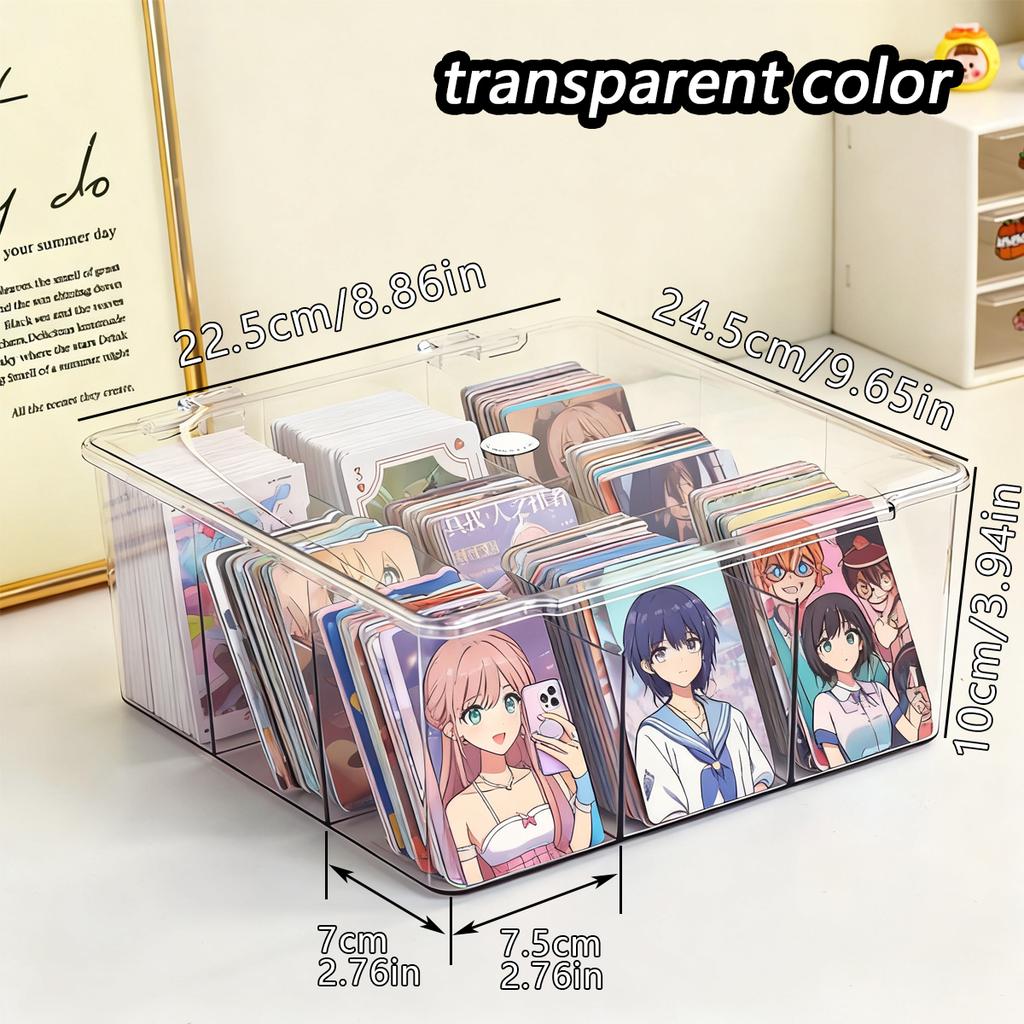 1pc Multifunctional Transparent Black/transparent Acrylic Card Storage Box with 9 Compartments That Can Hold Over 1500 Postcards