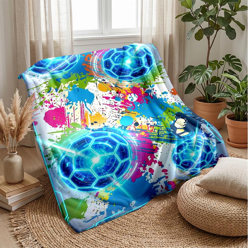 Soccer Ball Splash Art 14 Theme blanket Lightweight Warm Flannel Blanket Decorative Throw Blanket for Home Decoration
