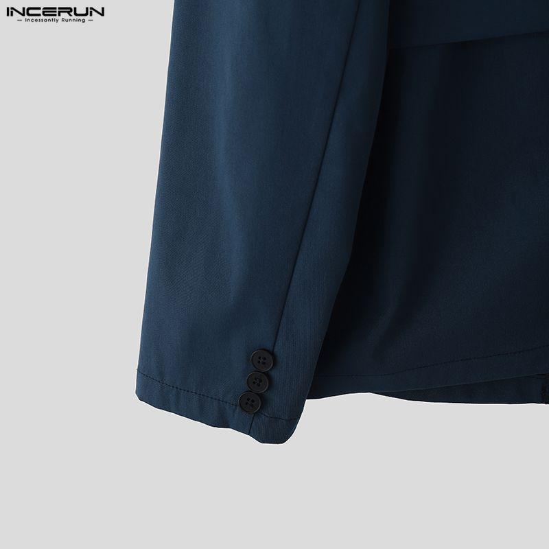 INCERUN Men Lapel Long Sleeve Front Cross Casual Loose Blazer Coats
