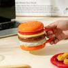 Bright Fun Colors Burger-Shaped Ceramic Mug with Lid Comfortable Grip Hamburger Mug Cartoon 420ml Breakfast Cup Children Gift
