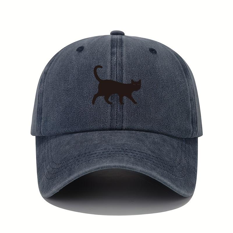 Black cat printed baseball cap for men and women, fashionable outdoor casual hat, sun protection, shopping