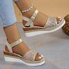 Schuhe für Damen 2025 Plateau Einfarbig Damen Casual Keilsandalen Offene Zehen Schnalle Damen Sommer Strand Sandalen Mujer