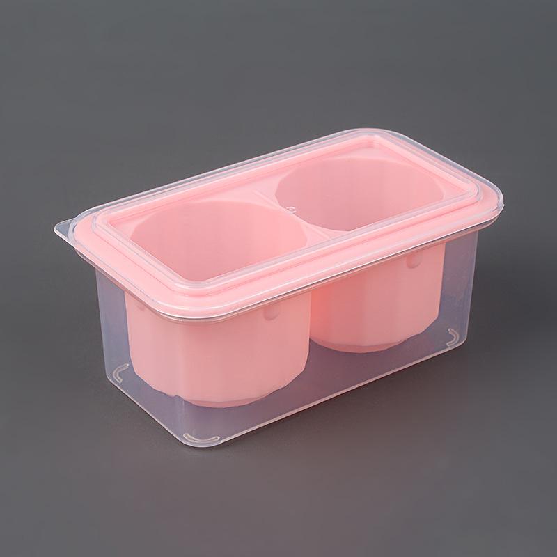 Large Round Ice Cube Tray With Lid, 2 Cavity Silicone Ice Mold, Household Big Ice Making Container Freezing Tool