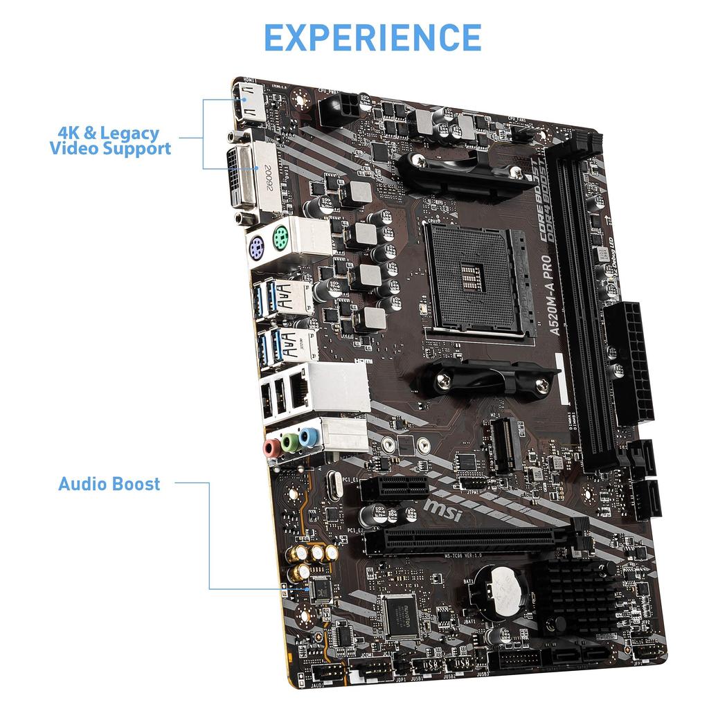 MSI PRO AMD AM4 DDR4 PCIe SATA Dual USB Gen 1 A520M-A ???????????? 4.0 6Gb/s M.2 3.2 DVI/HDMI Micro-ATX