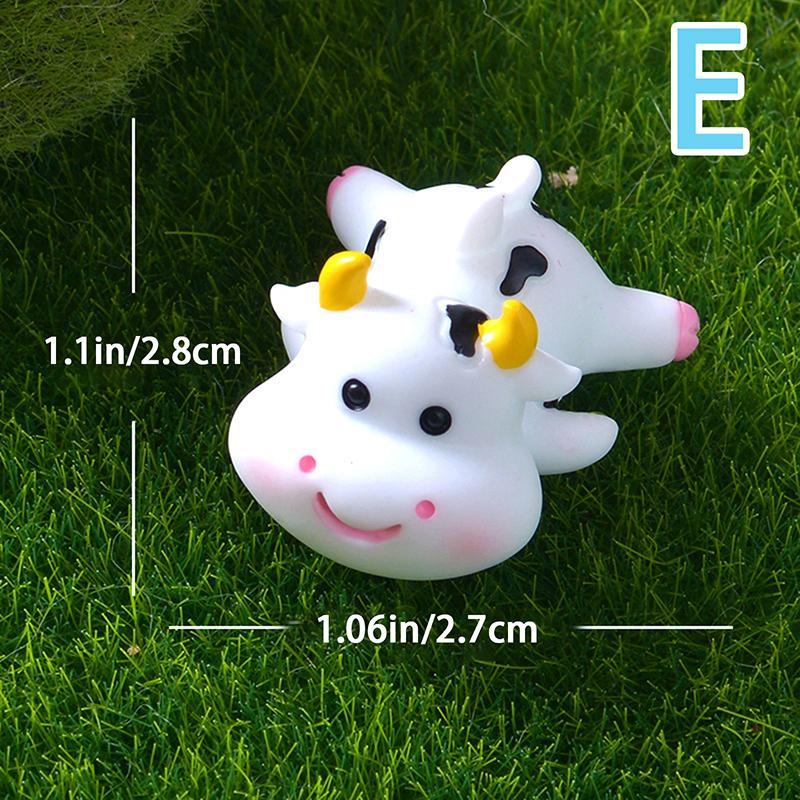 Mini Cute Cow Figurine Craft Miniature Model Home Decoration Accessories Desktop Garden Micro Landscape Ornaments Gift