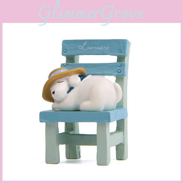 Resin Ornament Dog Lies On The Stool For Gift Giving And Collection