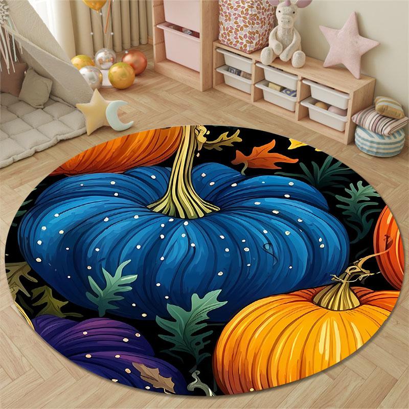 Playful Round Christmas Multicolor Area Rug, Non-Slip Floor Mat for Office