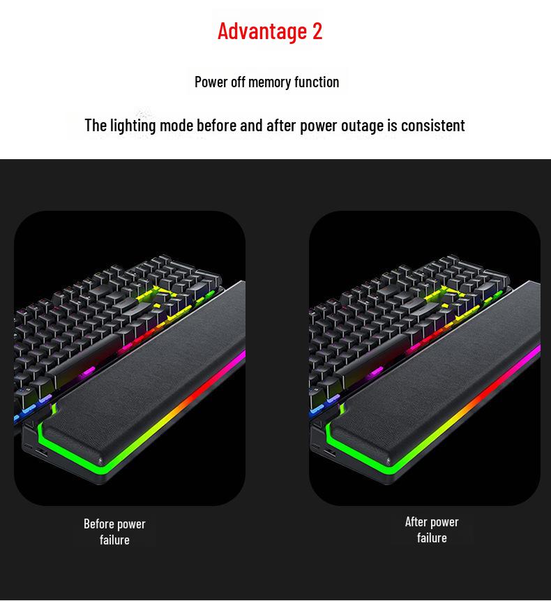 New Luminous Gaming Keyboard with Memory Foam Wrist Support and Slow Rebound.