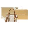 Michael Kors Bedford Logo Print Leather Boston Bag Women Bags Vanilla-White Acorn-Brown 32F9G06C0B-149