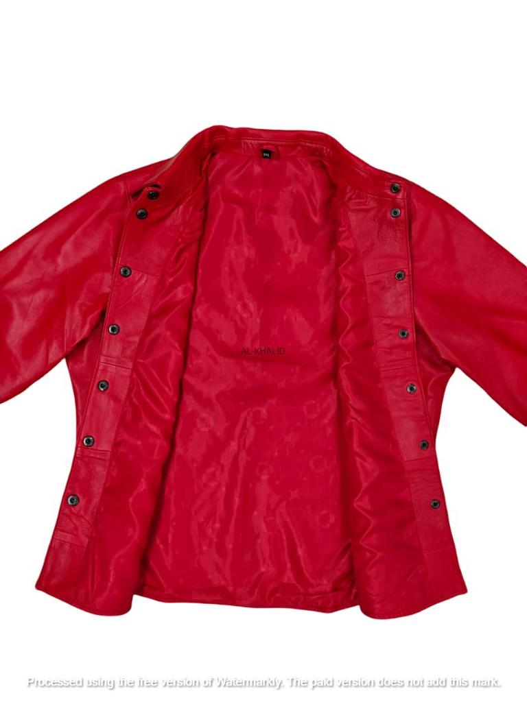Handmade Lambskin Genuine Soft Stylish Casual Formal Women's Shirt Red Leather