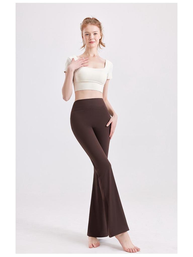 High-Waist Micro-Flared Yoga Pants - Women's Slimming, Hip-Lifting, Quick-Dry Fitness Leggings with Seamless Design