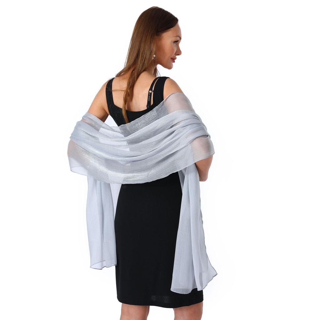 Banquet Evening Gown with Pearlescent Gauze Shawl for Brides, Bridesmaids, and Mothers