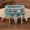 Türkis Schmuck, Damen Armbänder, Böhmische Türkis Retro Perlenarmbänder, Gestapeltes Set Armbänder.
