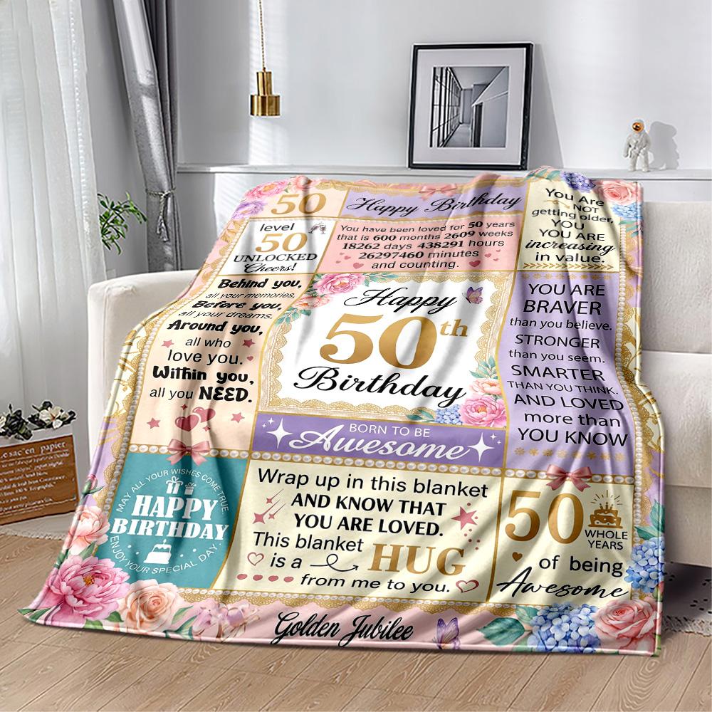 50th Anniversary Celebration Flannel Blanket-Soft and Suitable for Sofas,Beds,Offices,Travel,All Seasons,Great Gift for Holidays and Birthdays.