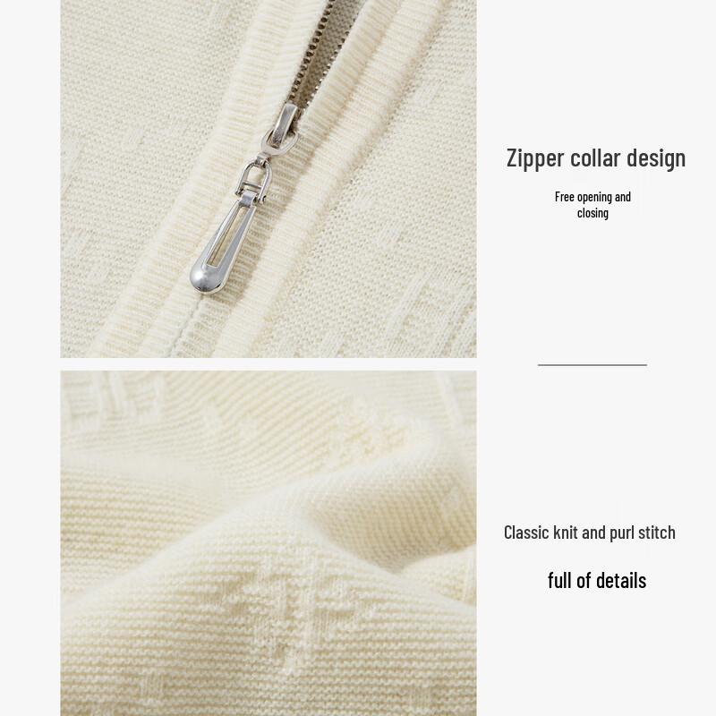 LUOZI Men's Winter Mock Neck Half-Zip Wool Sweater