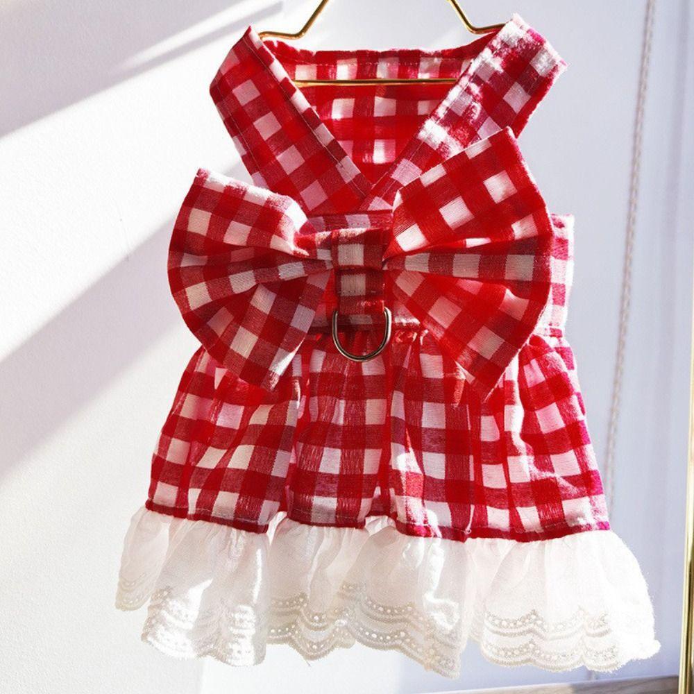 Breathable Pet Summer Clothes Fashion Cat Plaid Skirt Comfortable Dog Princess Skirt Small Animal