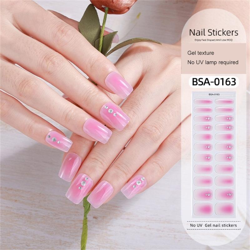 Gel Nail Stickers Full Cover Self Adhesive French Nail Strips Christmas Style Nail Wraps for DIY Manicure Home or Salon