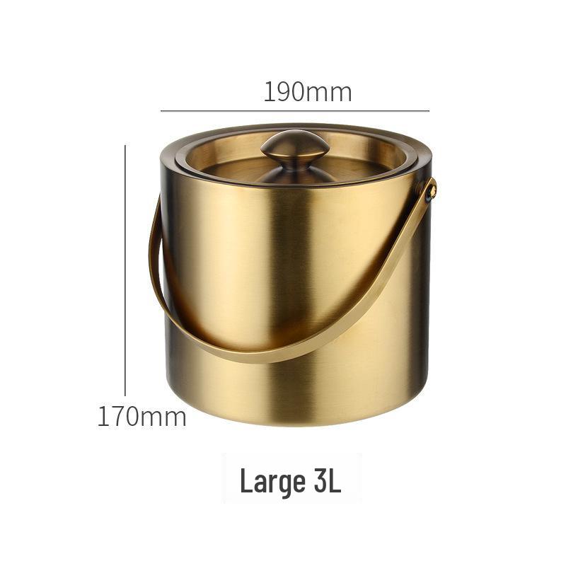 3L Stainless Steel Double-Layer Insulated Ice Bucket & Creative Beer/Wine Barrel Lunch Box