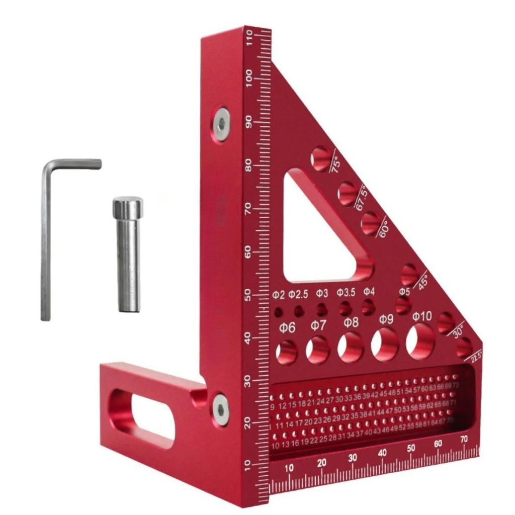 3D 45/90 Degree Imperial Multi-Angle Measuring Ruler Aluminum Alloy Woodworking Square Protractor for Engineer Carpenter