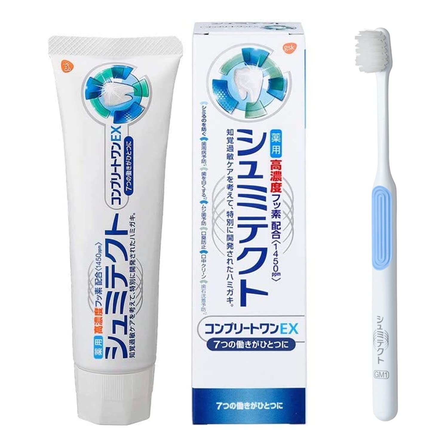 

Shumitect Complete One EX [Quasi-drug] Toothpaste for sensitive teeth, high concentration of fluoride 1450ppm + toothbrush included