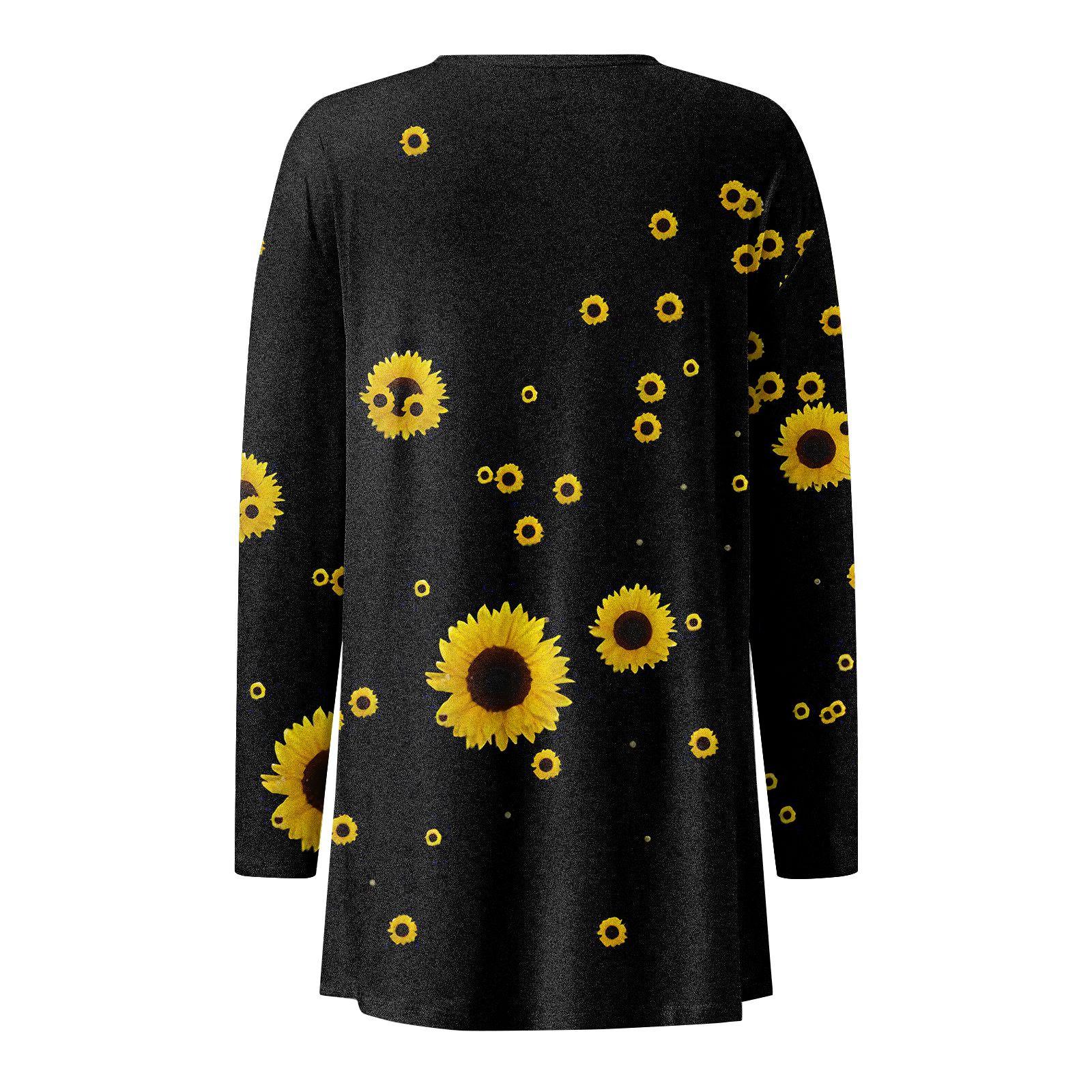 Женская мода Свободный повседневный карманный однотонный кардиган с длинными рукавами — фото 5