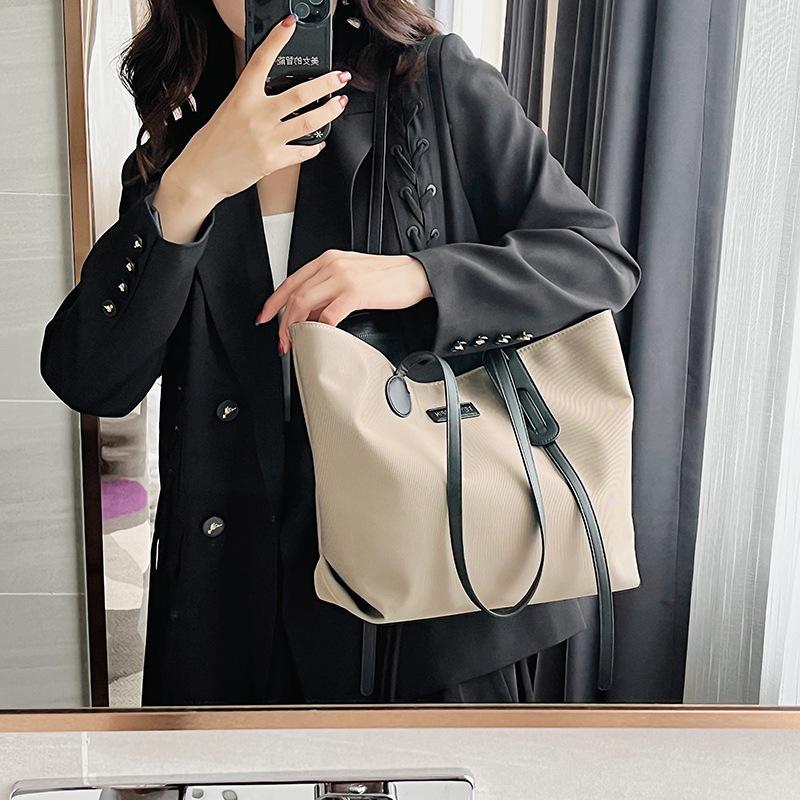 Women Fashion Nylon Shoulder Bags Large Capacity Female Casual Totes Bag Lady Waterproof Solid Color Shopping Handbag