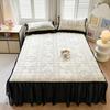 Sleep grid bed skirt style cool silk cooling mat three piece set