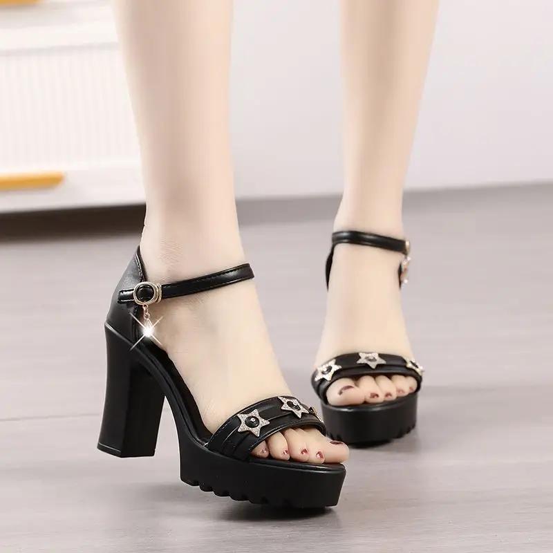 Fashion Open Toe Thick Heel Sandals for Women Daily on Offer Luxury 2025 Cheap Liquidation The Best Summer Trending Original Woman Shoes