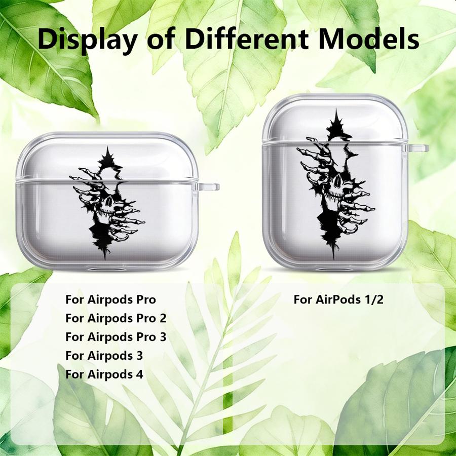 Case For Airpods 1 2 Pro 4 Pro2 Pro3 3 Clear Earphone Cases Cover Skull Crack Art