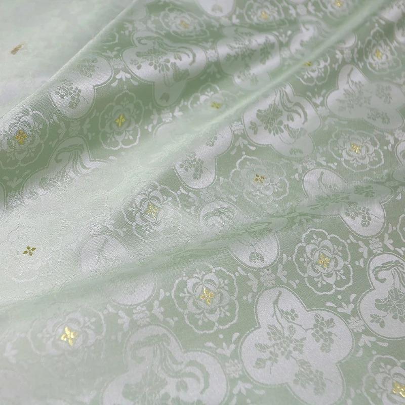 100x150cm High End Jacquard Fabric Small Golden Osmanthus Lotus Flower Brocade Fabric for Cheongsam Horse Face Skirt DIY Sewing