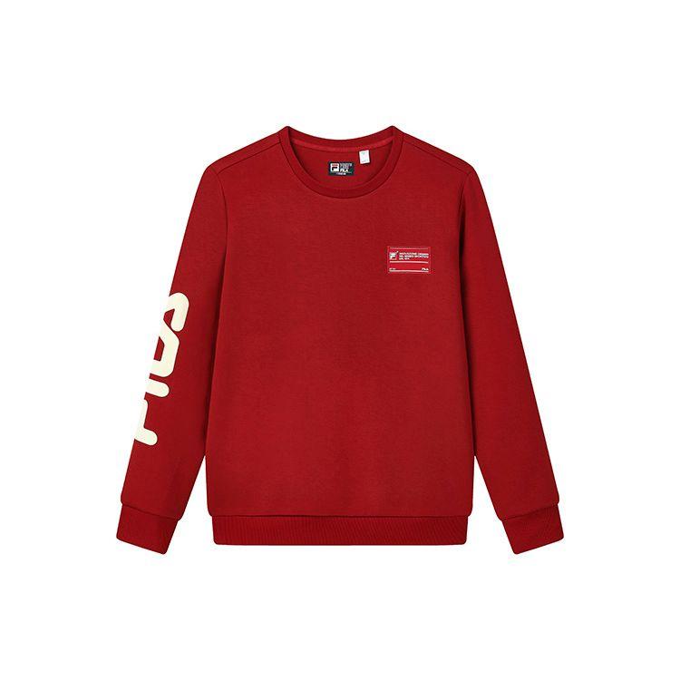 

FILA Logo Print Sports Crewneck Sweatshirt Men sweatshirt Rust-Red F11M149208FWI S