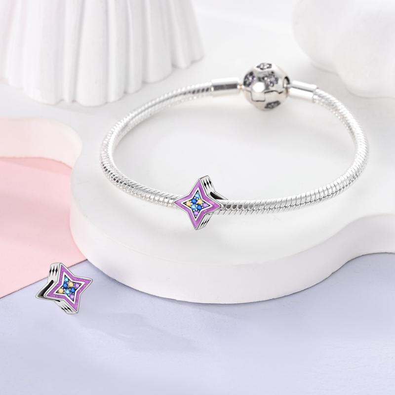 Original Charms Copper Dreamy Starry Sky Purple Stars Beads Fit Charms Plata Bracelets For Women Jewelry Making Gifts