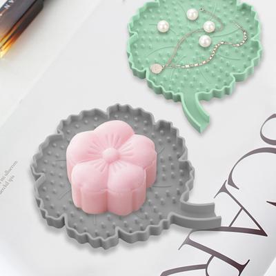 Porte-savon de salle de bain à bords surélevés, anti-fusion, drainage automatique, porte-éponge en silicone avec bec verseur