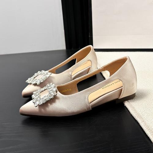 

Fashion 2025 New Black Slingback Diamond Embellished Toe Women Sandals Low-Cut Casual Shoes for Dresses Outfits 43